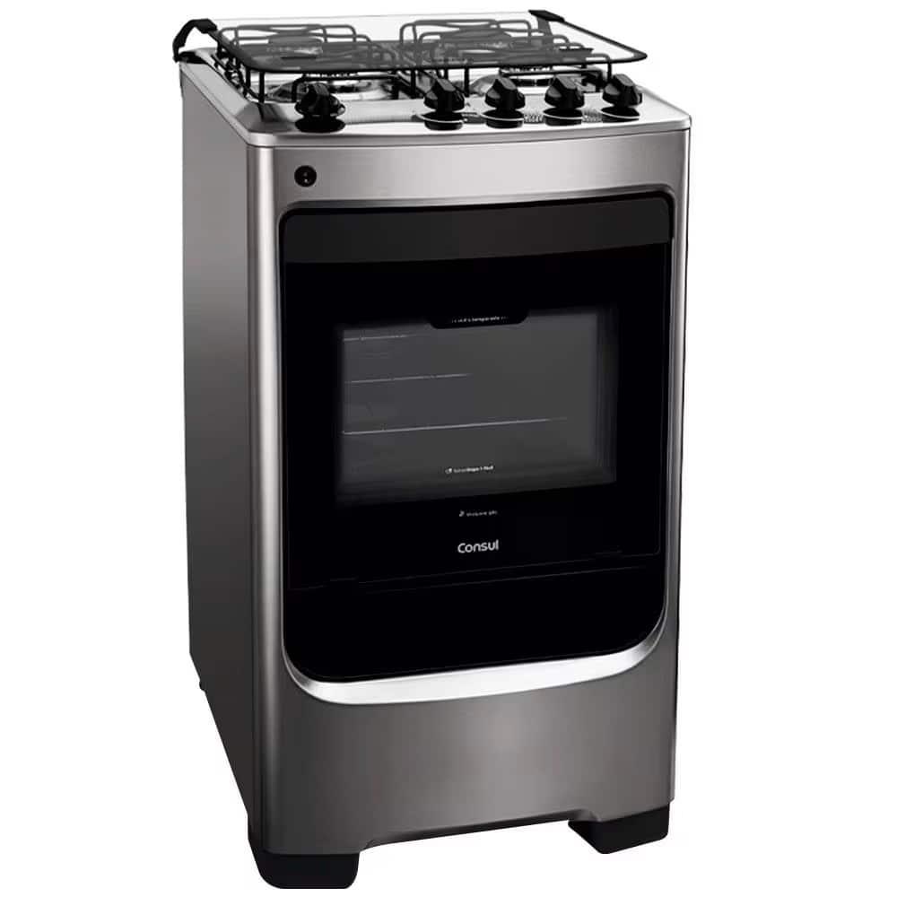 Fogão Consul 4 Bocas CFO4NAR com Mesa de Inox, Acendimento Automático e Design Frente Única Bivolt - Inox - 1