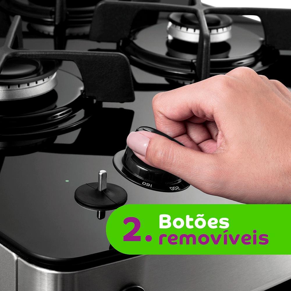 Fogão 4 Bocas Consul CFO4VAR Mesa de Vidro Acendimento Automático Bivolt Inox - 5