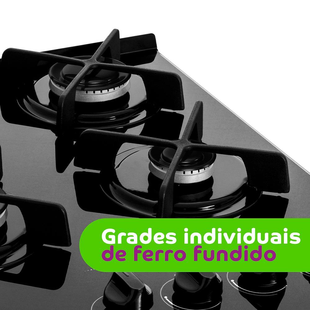 Fogão 4 Bocas Consul CFO4VAR Mesa de Vidro Acendimento Automático Bivolt Inox - 7