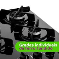 Fogão 4 Bocas Consul CFO4VAR Mesa de Vidro Acendimento Automático Bivolt Inox - 7