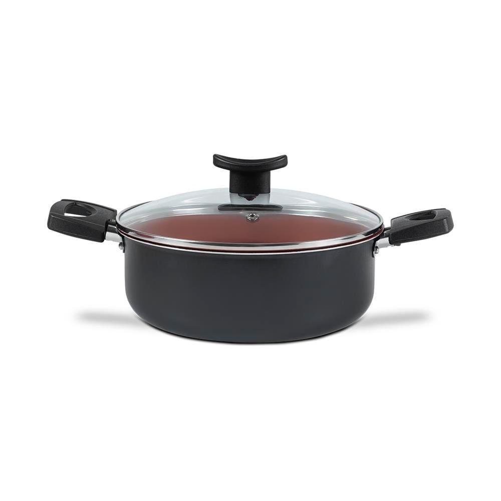 Caçarola Brinox Topázio 22cm 3,45L Antiaderente Pro-Flon Tampa Vidro Cinza Range - 2