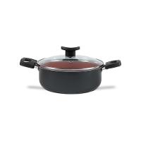 Caçarola Brinox Topázio 22cm 3,45L Antiaderente Pro-Flon Tampa Vidro Cinza Range - 1