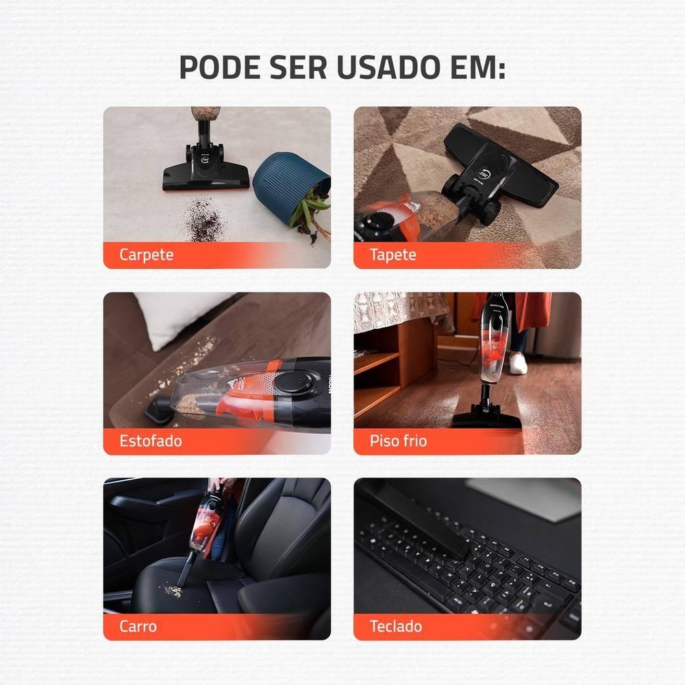 Aspirador Vertical Mondial AP40B 2 em 1 1500W Filtro Ciclone Lavável Preto e Laranja - 9