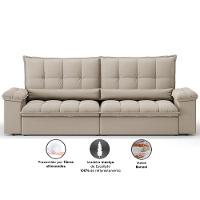 Sofá Retrátil 4 Lugares DDS Sofá Sideral 230cm Molas Bonnel Velosuede Encosto Reclinável Braço Removível - 3
