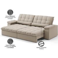Sofá Retrátil 4 Lugares DDS Sofá Sideral 230cm Molas Bonnel Velosuede Encosto Reclinável Braço Removível - 4