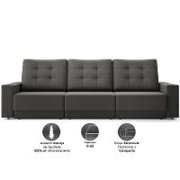Sofá Retrátil 4 Lugares DDS Boston 230cm Velosuede Encosto Reclinável Braço Removível - 3