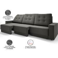 Sofá Retrátil 4 Lugares DDS Boston 230cm Velosuede Encosto Reclinável Braço Removível - 4