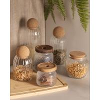 Pote de Vidro Lyor 600ml com Tampa de Rolha Classic Canelado Design Sofisticado - 6