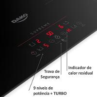 Cooktop de Indução Dako Supreme 4 Bocas Trava de Segurança Preto 220V - 5