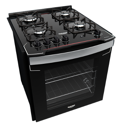 Fogão de Embutir Dako Diplomata 4 Bocas Preto Mesa de Vidro Bivolt