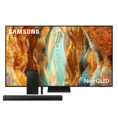 Conjunto Smart TV 55” 4K Samsung Neo QLED QN55QN70FAGXZD 120Hz Gaming Hub + Soundbar Samsung HW-B550 410W Bluetooth 2.1 Dolby