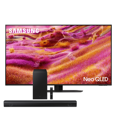 Conjunto Smart TV 43" 4K Samsung Neo QLED QN43QN90FAGXZD 120Hz Quantum Mini LED + Soundbar Samsung HW-B430 410W Bluetooth 2.1 Dolby