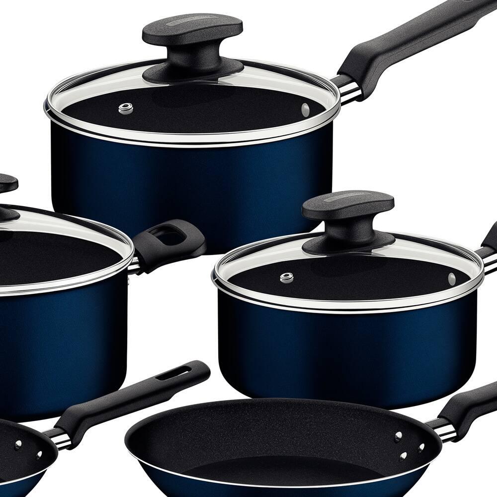 Conjunto de Panelas 5 Peças Tramontina Ravena Starflon Max Azul + Faqueiro 12 Peças Tramontina Leme Vermelho - 4