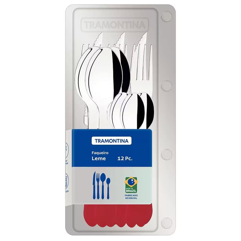 Conjunto de Panelas 5 Peças Tramontina Ravena Starflon Max Azul + Faqueiro 12 Peças Tramontina Leme Vermelho - 7