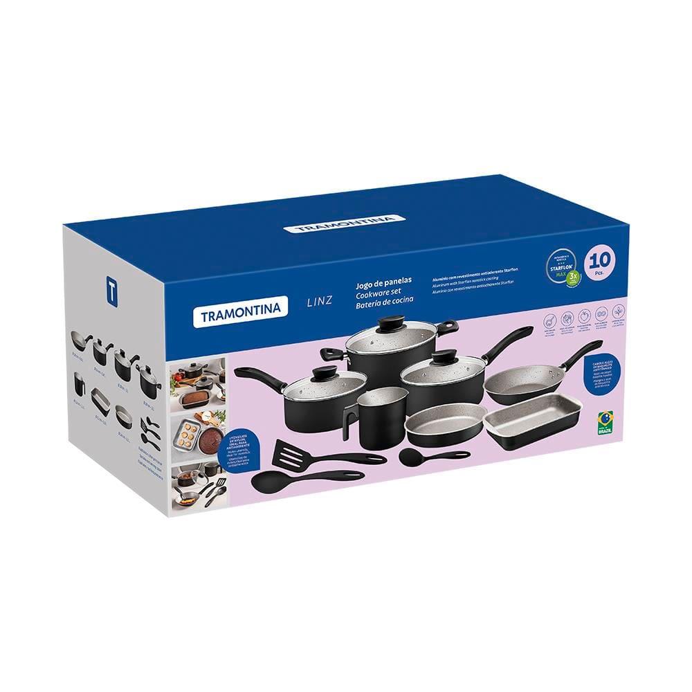 Conjunto de Panelas 10 Peças Tramontina Linz Starflon Max Preto + Faqueiro 12 Peças Tramontina Leme Vermelho - 6