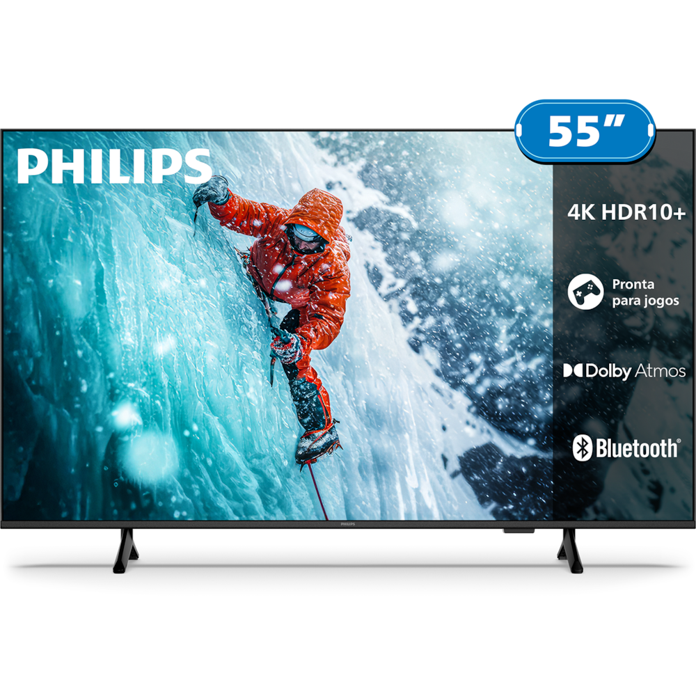 Smart TV 55" 4K Philips 55PUG7300/78 Titan OS Pixel Precise UHD Comando de Voz Preta - 1