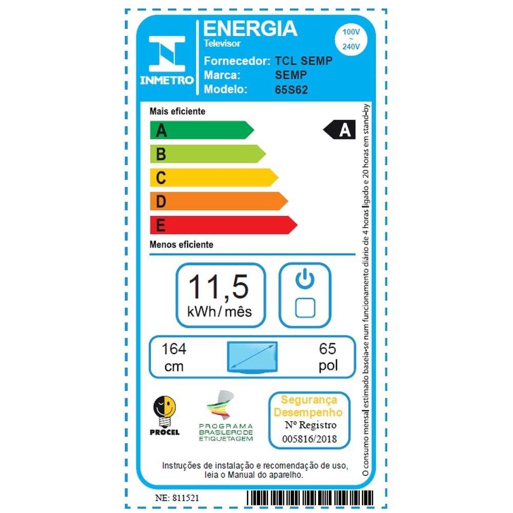 Smart TV 65" 4K Semp 65S62 Google TV Processador AiPQ Dolby Audio Preta - 4