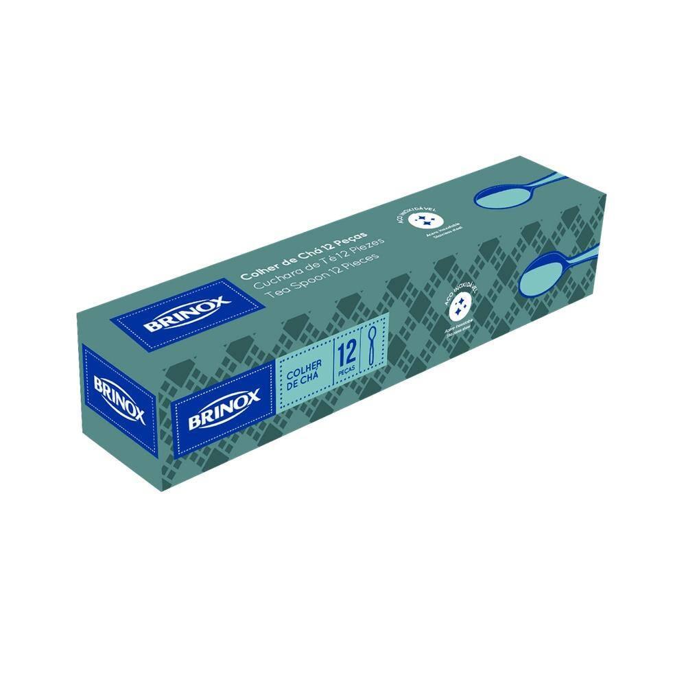 Conjunto de Colheres de Chá Brinox Lyon 12 Peças Acabamento Polido com Friso Inox - 1