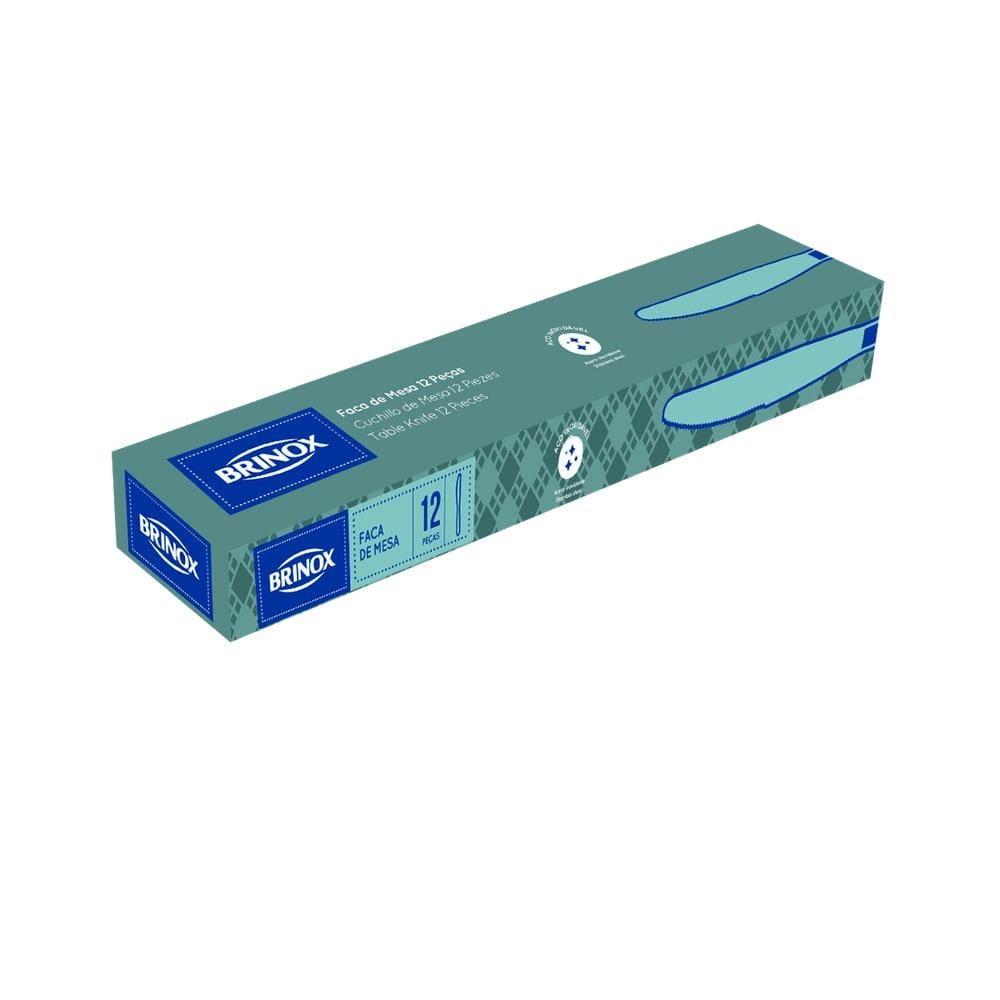 Conjunto de Facas de Mesa Brinox Lyon Aço Inox 12 Peças Aço Inox Polido com Friso - 1