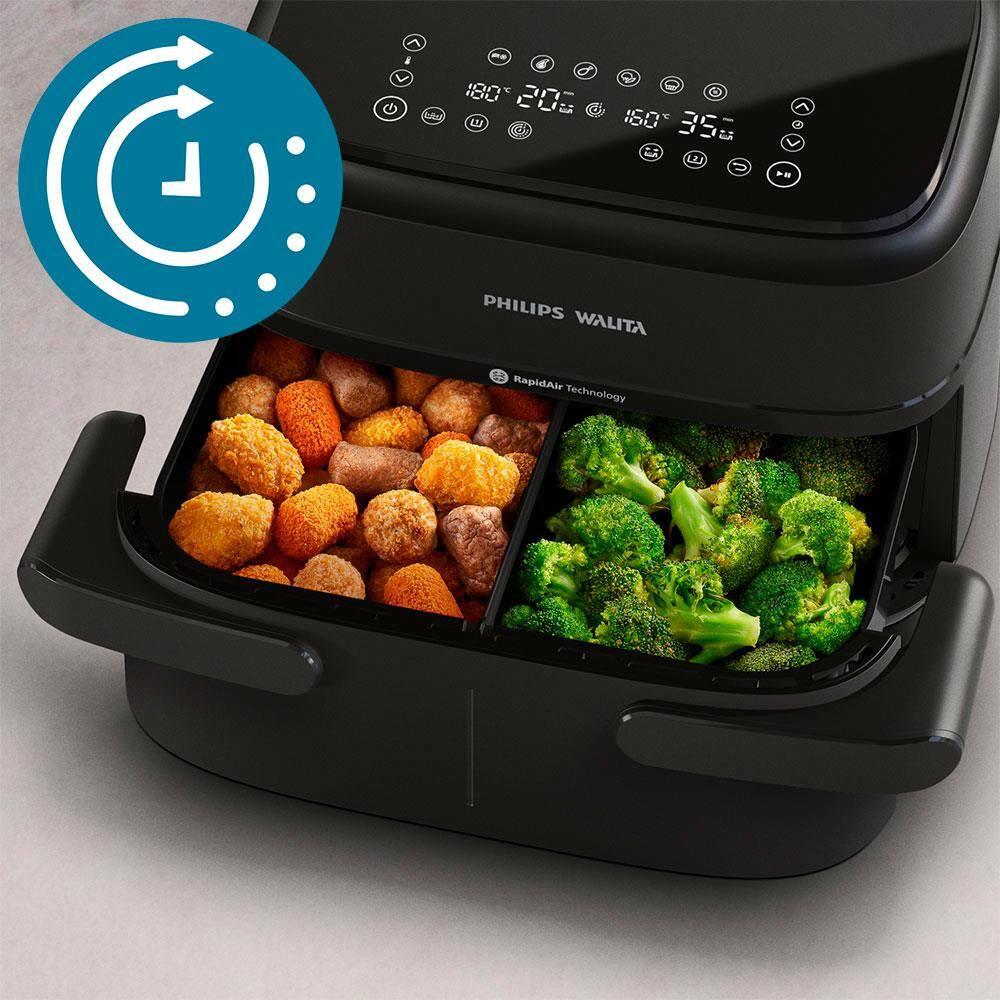 Fritadeira Airfryer Philips Walita Série 1000 NA150 7,1L 1850W Cesto Duplo Preta - 7