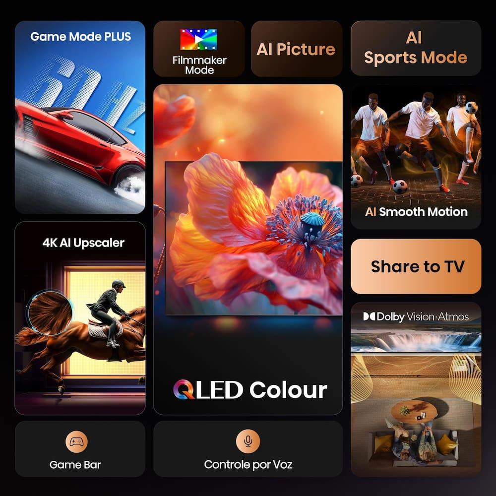 Smart TV 65” 4K UHD Hisense QLED 65Q6QV HDR10 Dolby Atmos Vidaa U9 Preta - 4