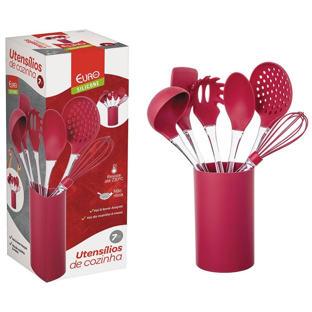Conjunto de Gadgets Euro com 7 Peças Silicone - Vermelho - 9