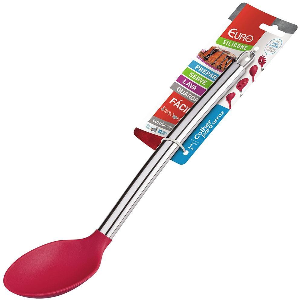 Colher para Arroz Euro em Silicone 33,5 cm - Vermelha - 2
