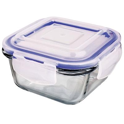 Pote de Vidro Hermético Quadrado Euro 300 ml - Azul