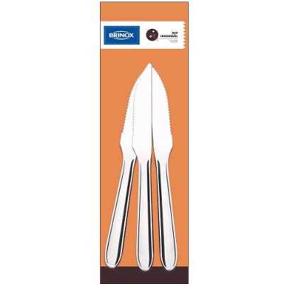 Conjunto de Facas de Churrasco Brinox Turim Aço Inox 3 Peças Polido com Friso Aço Inox