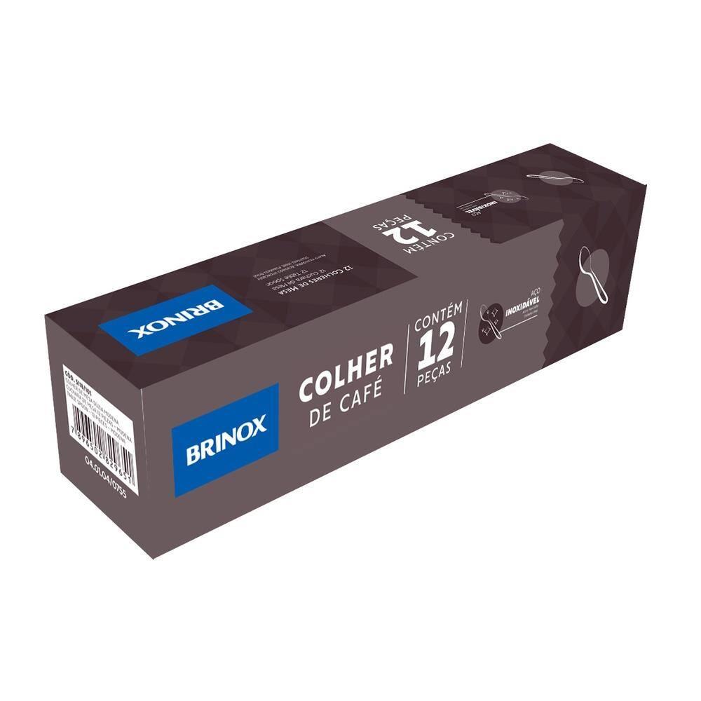 Conjunto de Colheres de Café Brinox Módena 12 Peças com Friso Polido Aço Inox - 1