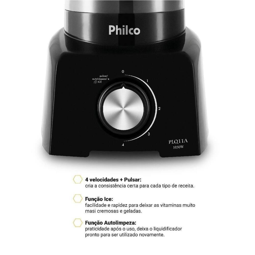 Liquidificador Philco PLQ11A 1050W 2,7L 4 Velocidades Função Tritura Gelo Preto - 8