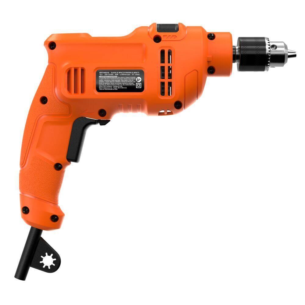 Furadeira de Impacto Black+Decker BED710450 3/8” 450W Empunhadura Ergonômica Gatilho Anatômico Laranja e Preta - 9