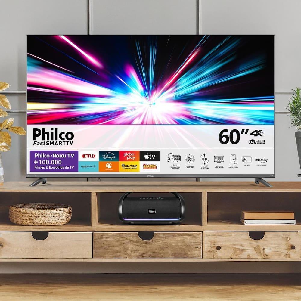 Smart TV Philco 60” 4K UHD P60CRA Roku TV Dolby Audio Quad Core Space Gray - 8