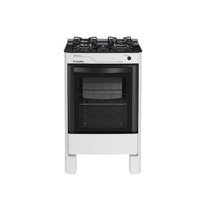 Fogão de Piso Esmaltec Agata Glass 4 Bocas Branco Mesa de Vidro Branco
