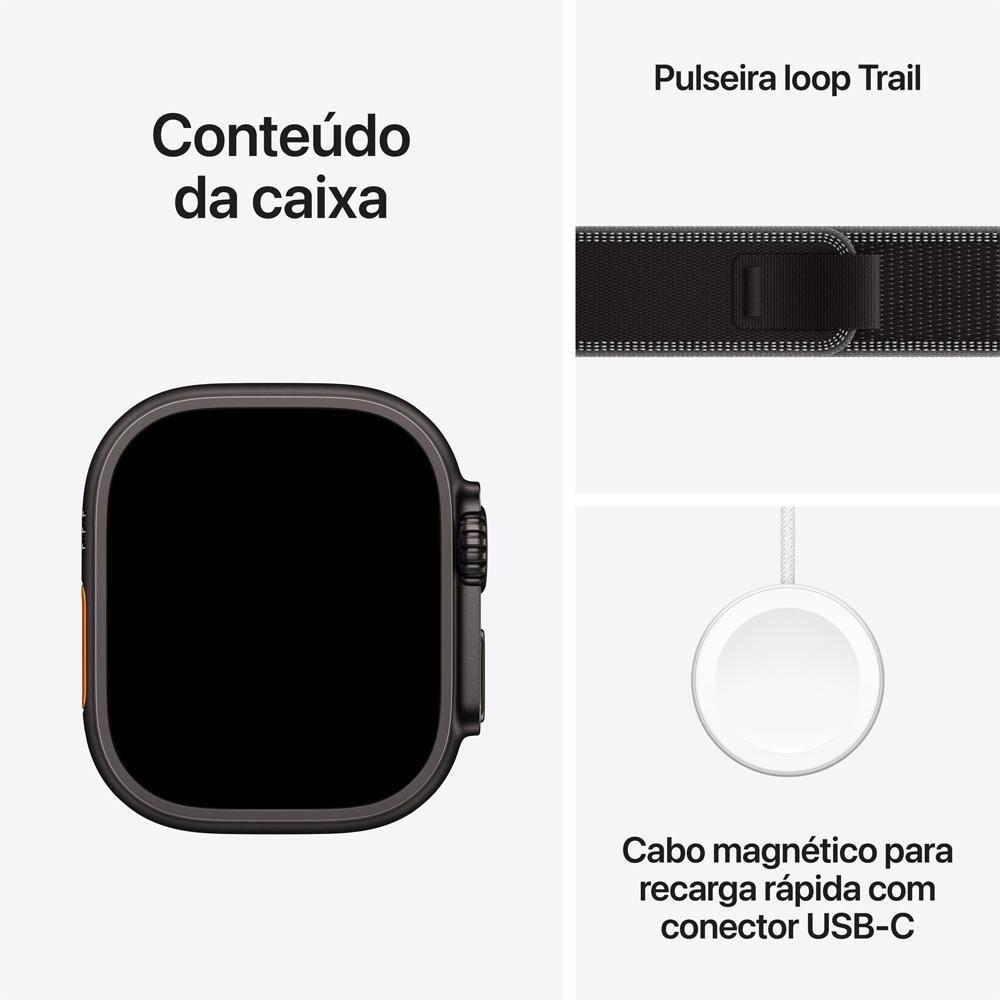 Apple Watch Ultra 3 GPS+ Cellular 49mm Preto Pulseira Loop Trail P/M Preta-Carvão - 8