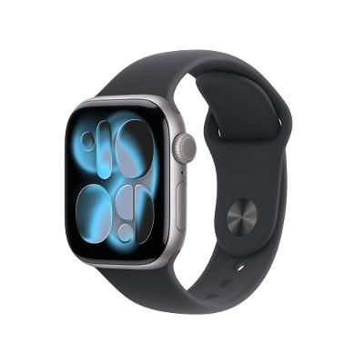 Apple Watch Series 11 GPS+ Cellular 42mm Cinza-Espacial Pulseira P/M Esportiva Preta