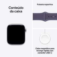 Apple Watch Series 11 GPS+ Cellular 42mm Prateada Pulseira M/G Esportiva Roxo-Névoa - 9