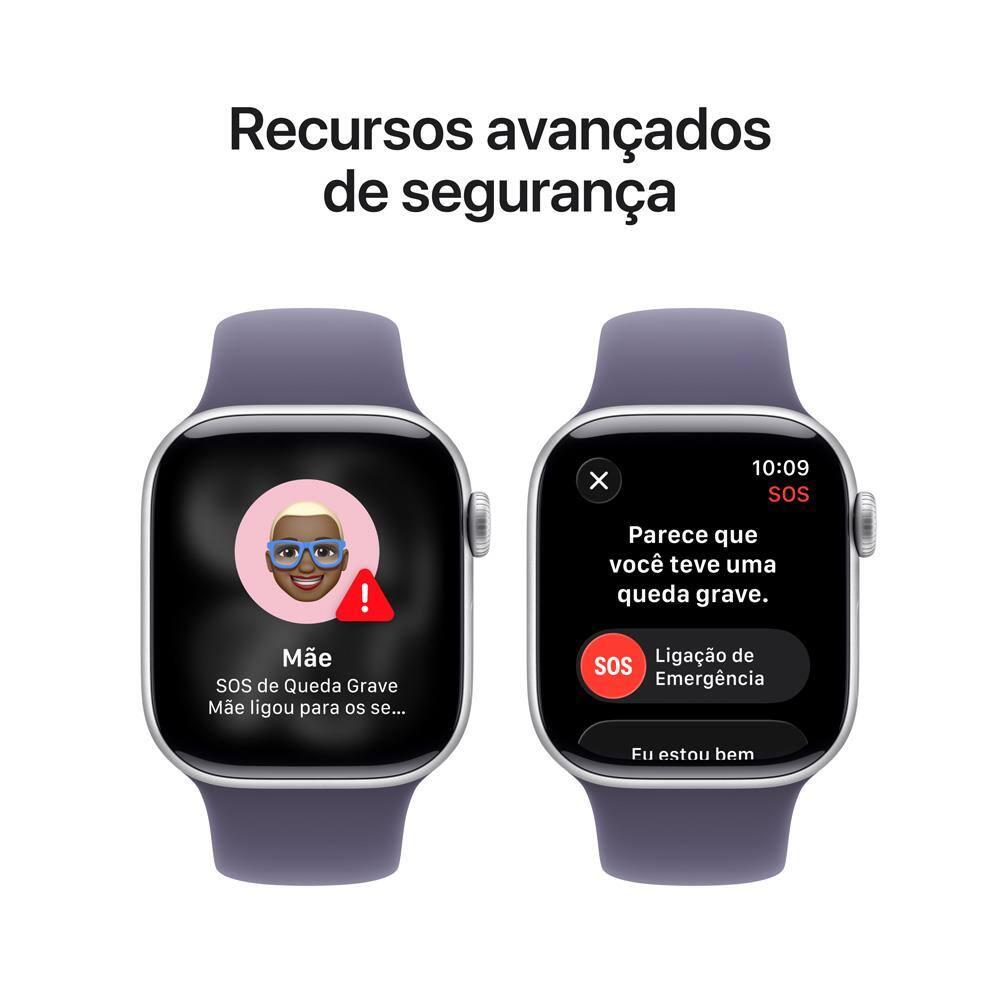 Apple Watch Series 11 GPS+ Cellular 42mm Prateada Pulseira P/M Esportiva Roxo-Névoa - 6