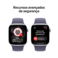 Apple Watch Series 11 GPS+ Cellular 42mm Prateada Pulseira P/M Esportiva Roxo-Névoa - 6
