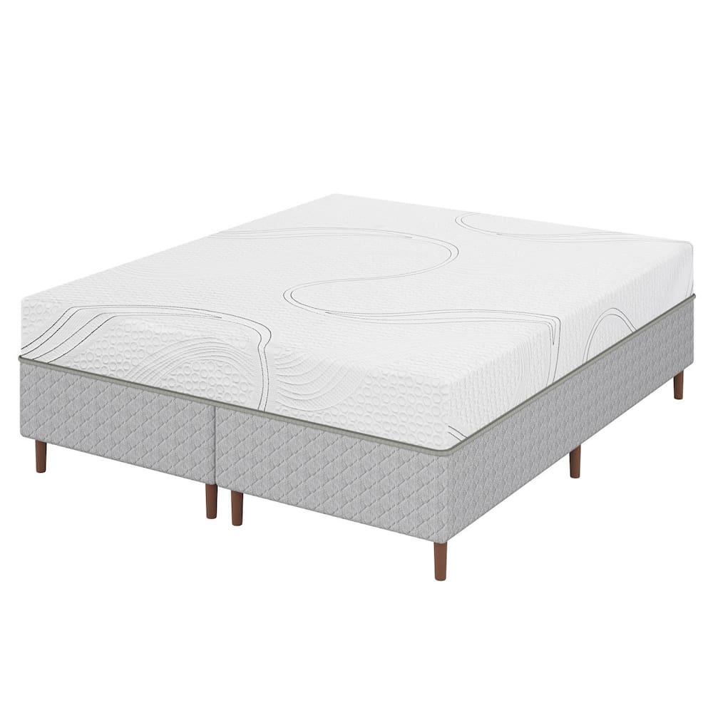 Colchão Bartira Viena Queen Size + Cama Box Queen Bipartida Umaflex Loreto Cinza - 1