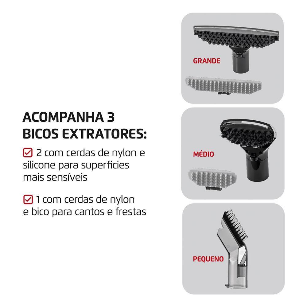 Extratora e Higienizadora Portátil Mondial Deep Cleaner I 1650W EXP-01-R Preto/Vermelho - 6