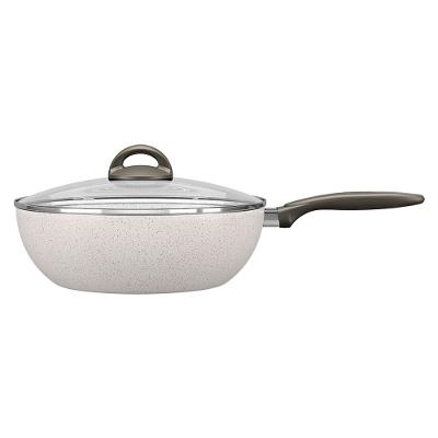 Panela Wok Brinox Suprema Ceramic Life Antiaderente 4,1L 28cm Tampa de Vidro Vanilla