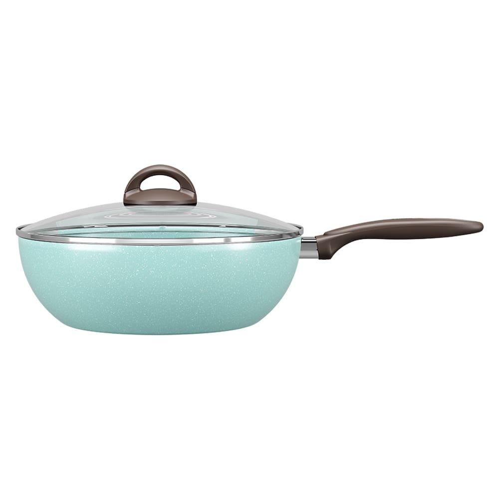 Panela Wok Brinox Suprema Ceramic Life Antiaderente 4,1L 28cm Tampa de Vidro Verde - 1