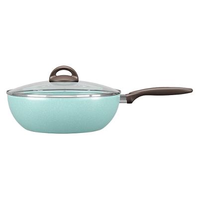 Panela Wok Brinox Suprema Ceramic Life Antiaderente 4,1L 28cm Tampa de Vidro Verde