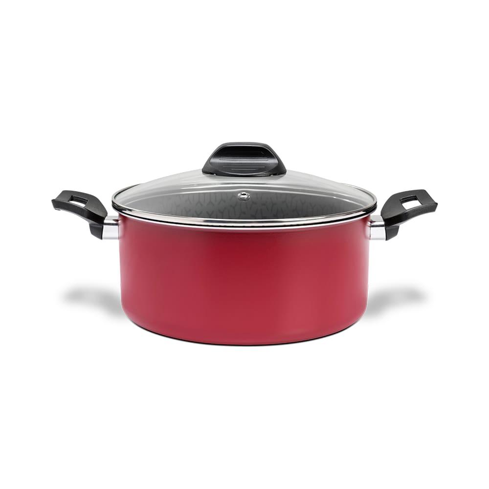 Caçarola Brinox Anis Pro-Flon Antiaderente 3,4L 22cm Tampa de Vidro Borgonha - 1