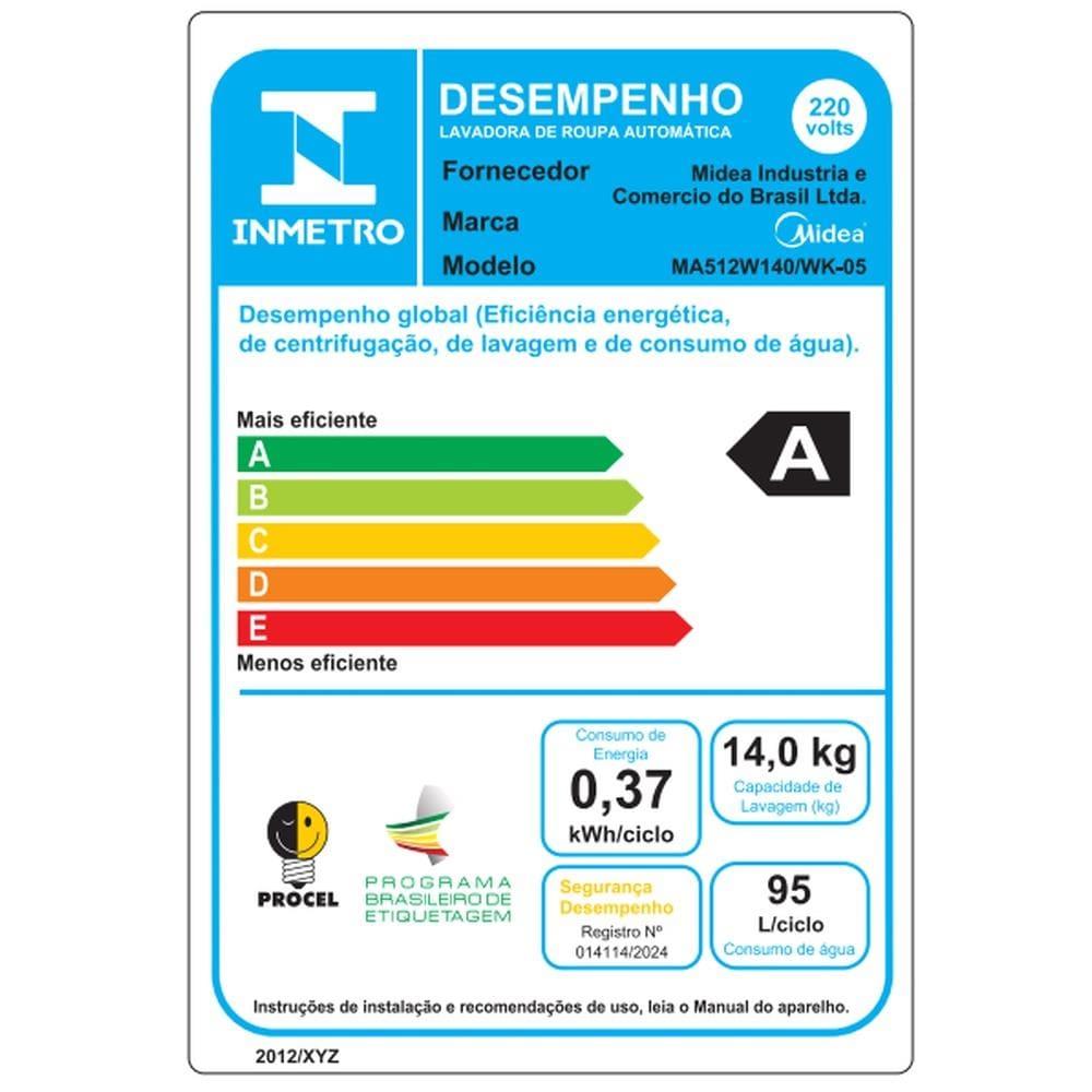 Máquina de Lavar 14kg Midea MA512W140/WK-05 Wave Impeller Branca - 7