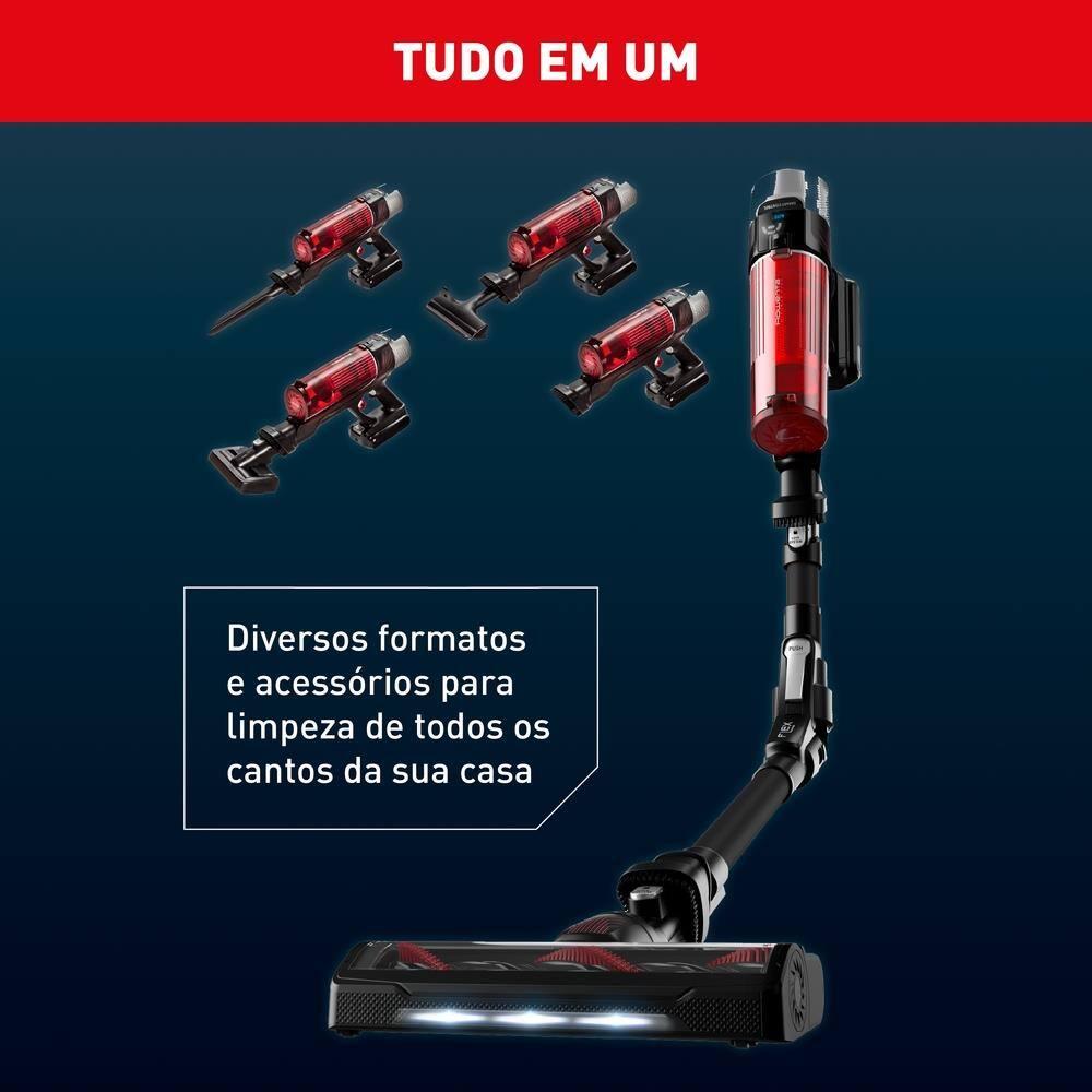 Aspirador de Pó Vertical Sem Fio Arno X-Force Flex 9.60 RH20 2 em 1 250W LED Autonomia 45 Minutos Bivolt Vermelho - 5
