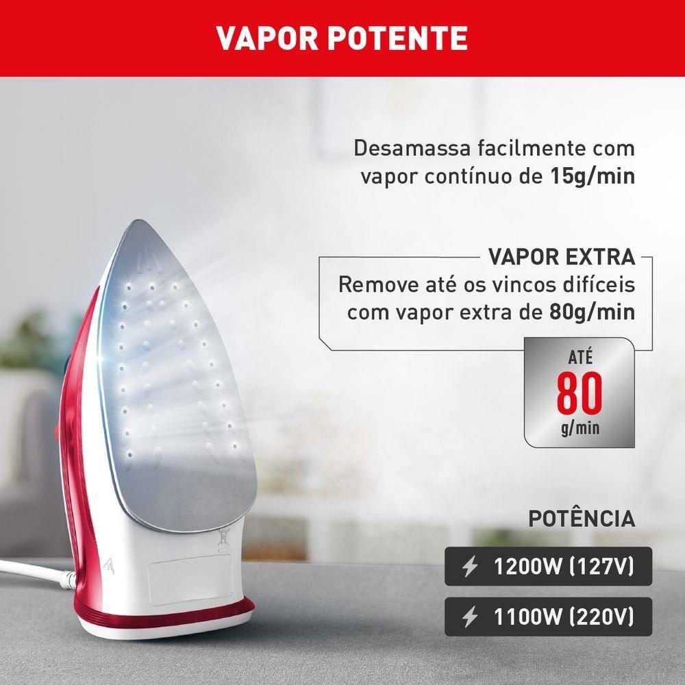 Ferro a Vapor Arno Essentialgliss FMQ 1200W Base Antiaderente Vermelho - 5