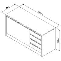 Bancada Bartira Gourmet com 2 Portas, 4 Gavetas e 1 Prateleira - 180,6cm de largura - 9