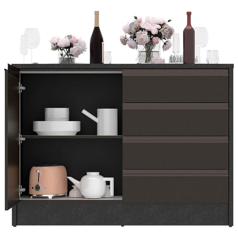 Bancada Bartira Gourmet com 1 Porta, 4 Gavetas e 1 Prateleira - 126cm de largura - 4